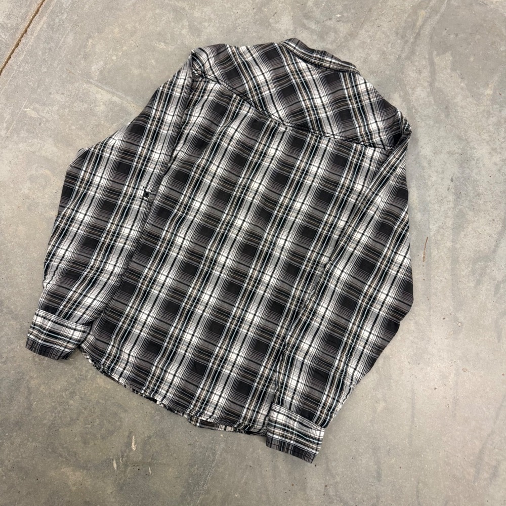 Y2K Mens Distortion Plaid Western Button Up Shirt Grunge Skater Large - Picture 5 of 8